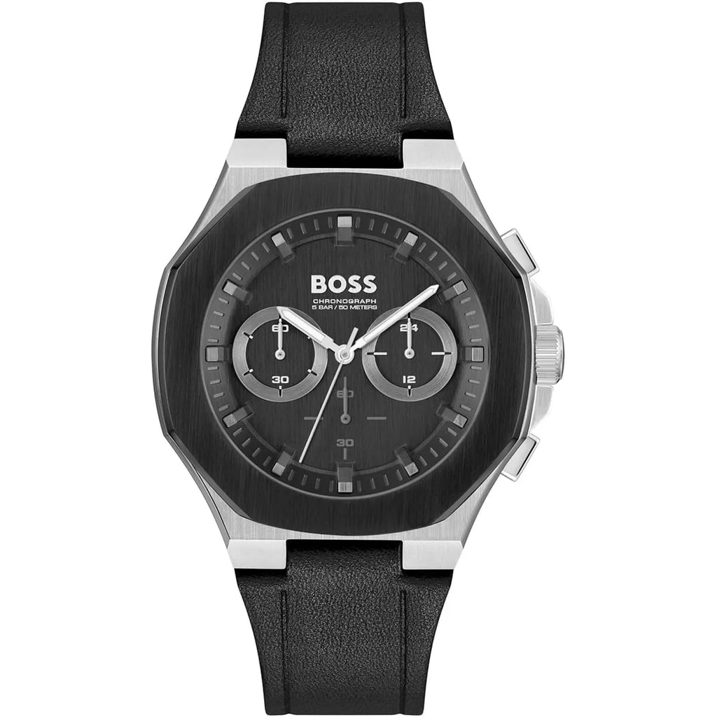 Hugo Boss Taper 1514085 45mm Men’s Chronograph Watch – Black Dial & Black Rubber Strap