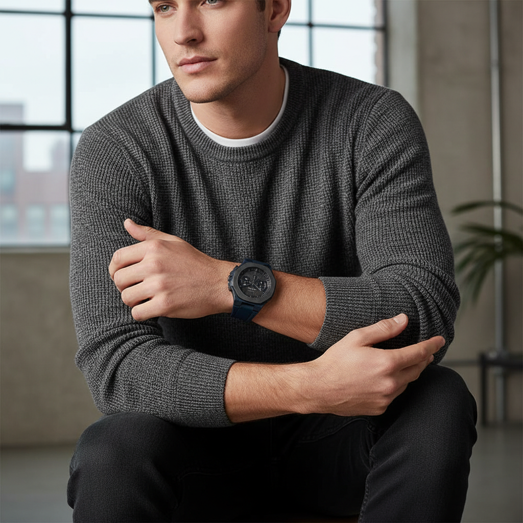 Hugo Boss Taper 1514086 45mm Men’s Chronograph Watch – Black Dial & Navy Blue Genuine Leather Strap