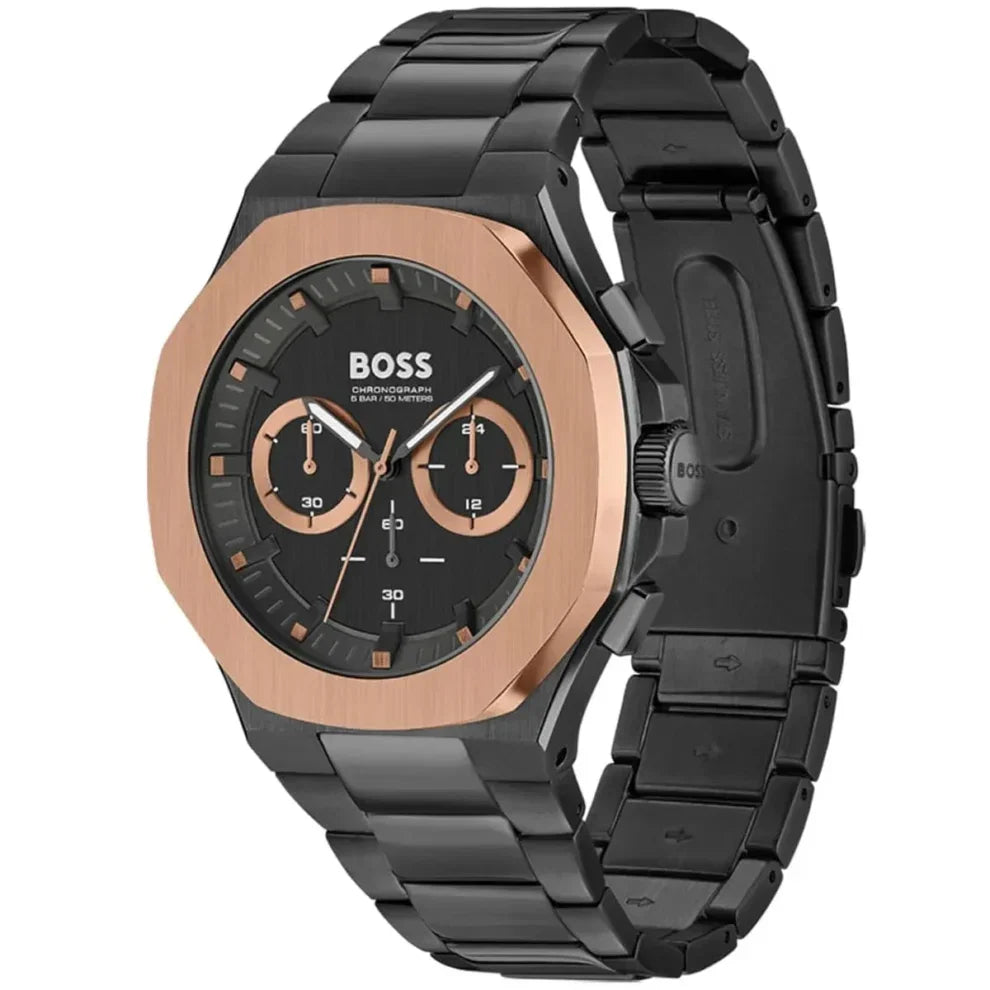 Hugo Boss Taper 1514090 45mm Men’s Chronograph Watch – Black Dial & Black Stainless Steel Link Bracelet