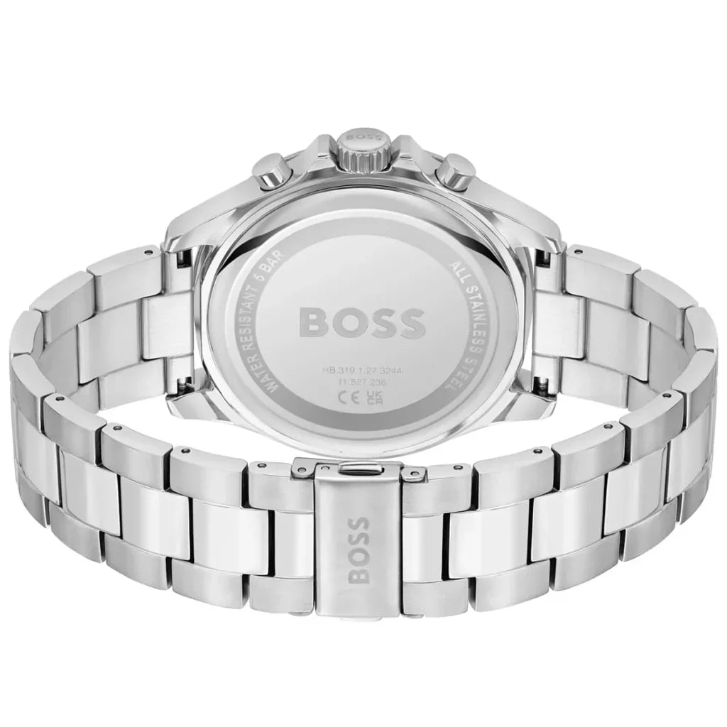 Hugo Boss Troper 1514101 45mm Men’s Chronograph Watch – Black Sunray Dial & Silver Stainless Steel Link Bracelet