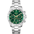 Hugo Boss Hero 1514217 43mm Men’s Chronograph Watch – Green Dial & Silver Stainless Steel Link Bracelet