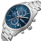 Hugo Boss Grand Prix 1514226 44mm Men’s Chronograph Watch – Blue Dial & Stainless Steel Bracelet