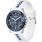 Hugo Boss Strike 1514238 41mm Men’s Chronograph Watch – Blue Dial & White Rubber Strap