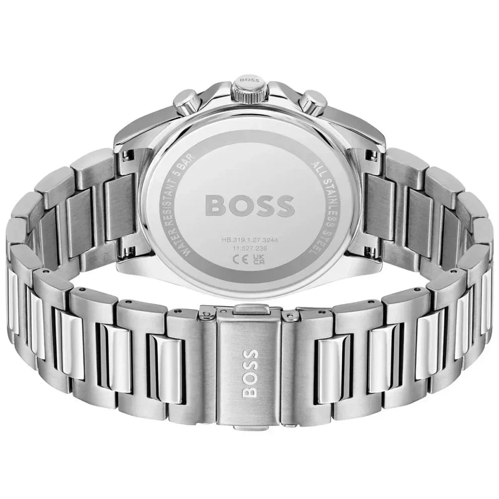 Hugo Boss Strike 1792156 Men's Silver Steel Watch With Textured Green Dial 1514241 41mm Men’s Chronograph Watch – Green Dial & Stainless Steel Bracelet