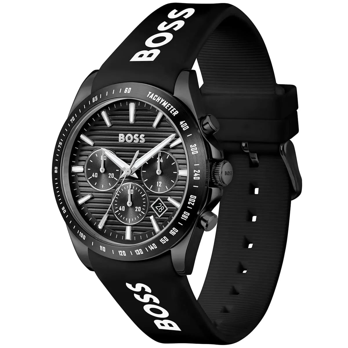 Hugo Boss Strike 1514289 41mm Men’s Chronograph Watch – Black Dial & Black Rubber Strap