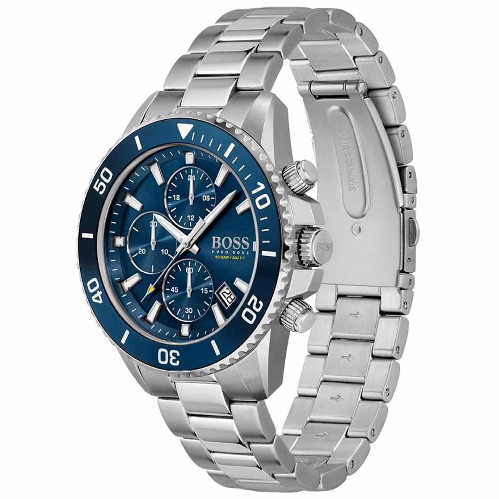 Hugo Boss Admiral 1513907 46mm Men’s Chronograph Watch – Blue Dial & Stainless Steel Bracelet