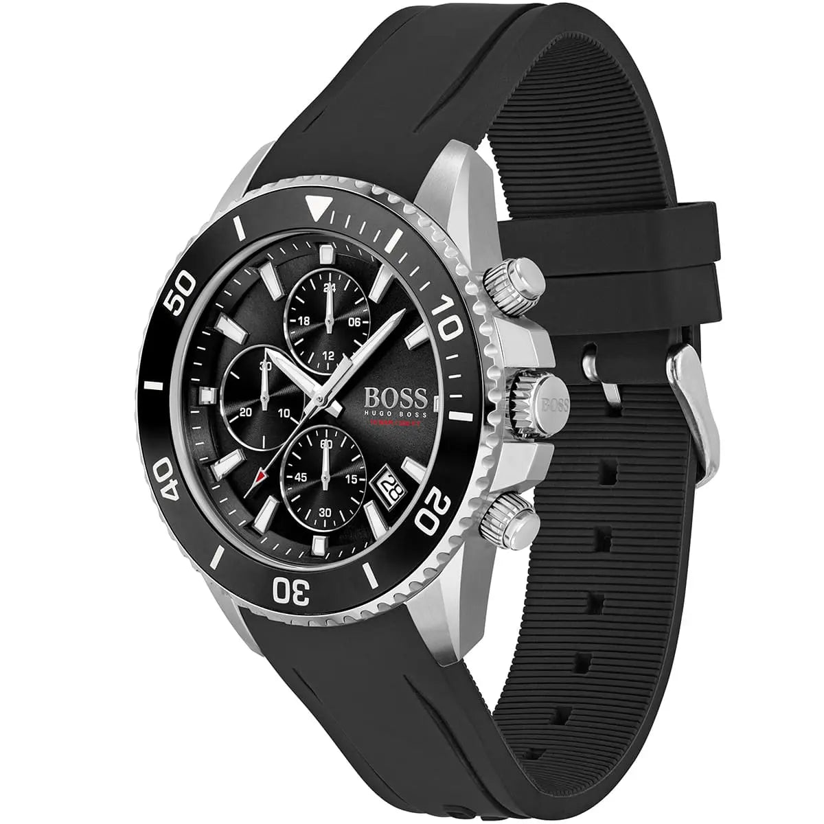 Hugo Boss Admiral 1513912 46mm Men’s Chronograph Watch – Black Dial & Black Silicone Strap