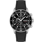 Hugo Boss Admiral 1513912 46mm Men’s Chronograph Watch – Black Dial & Black Silicone Strap
