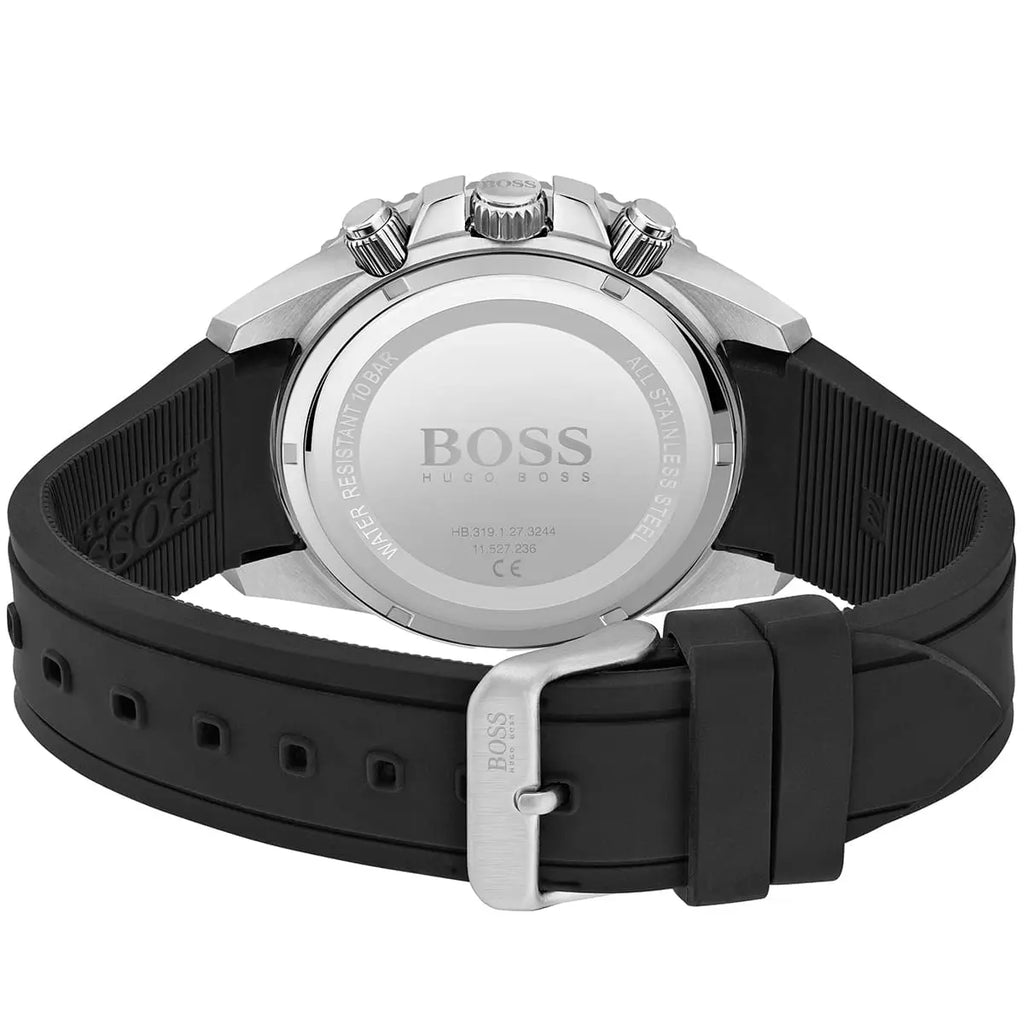 Hugo Boss Admiral 1513912 46mm Men’s Chronograph Watch – Black Dial & Black Silicone Strap