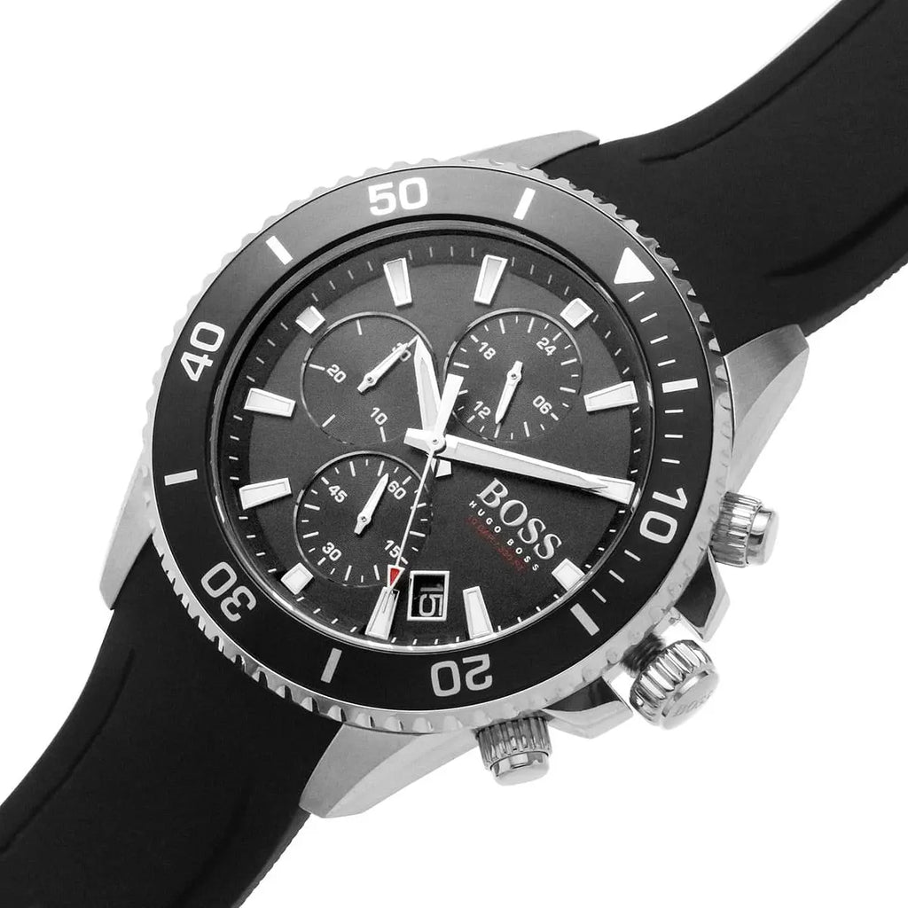 Hugo Boss Admiral 1513912 46mm Men’s Chronograph Watch – Black Dial & Black Silicone Strap