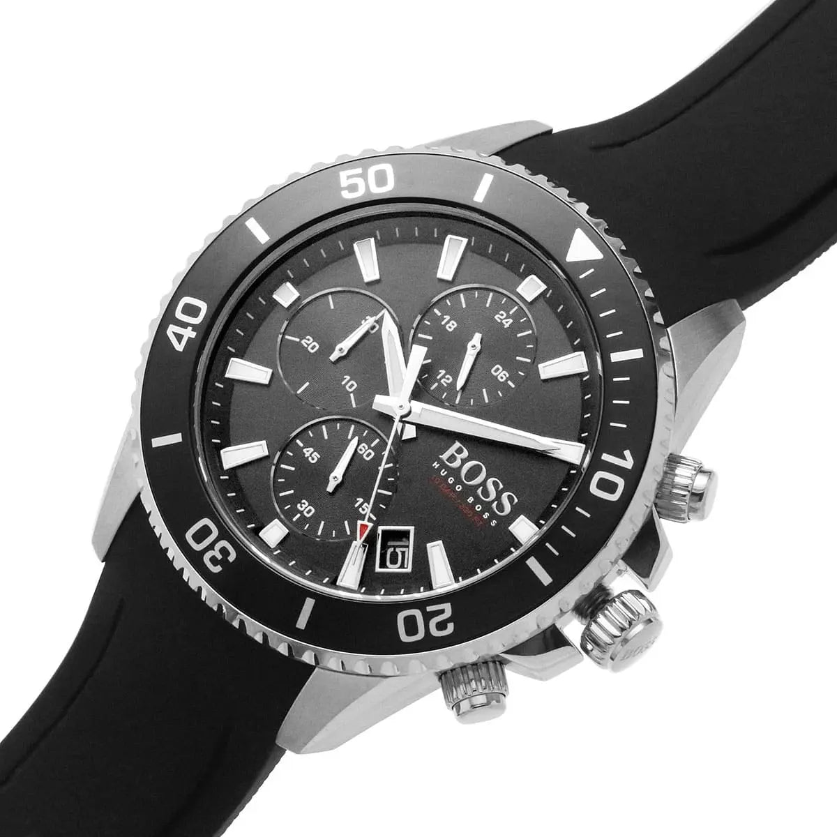 Hugo Boss Admiral 1513912 46mm Men’s Chronograph Watch – Black Dial & Black Silicone Strap