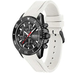 Hugo Boss Admiral 1513966 45mm Men’s Chronograph Watch – Black Dial & White Silicone Strap