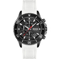 Hugo Boss Admiral 1513966 45mm Men’s Chronograph Watch – Black Dial & White Silicone Strap