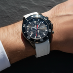 Hugo Boss Admiral 1513966 45mm Men’s Chronograph Watch – Black Dial & White Silicone Strap