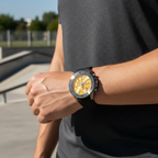 Hugo Boss Admiral 1513968 46mm Men’s Chronograph Watch – Yellow Dial & Black Silicone Strap