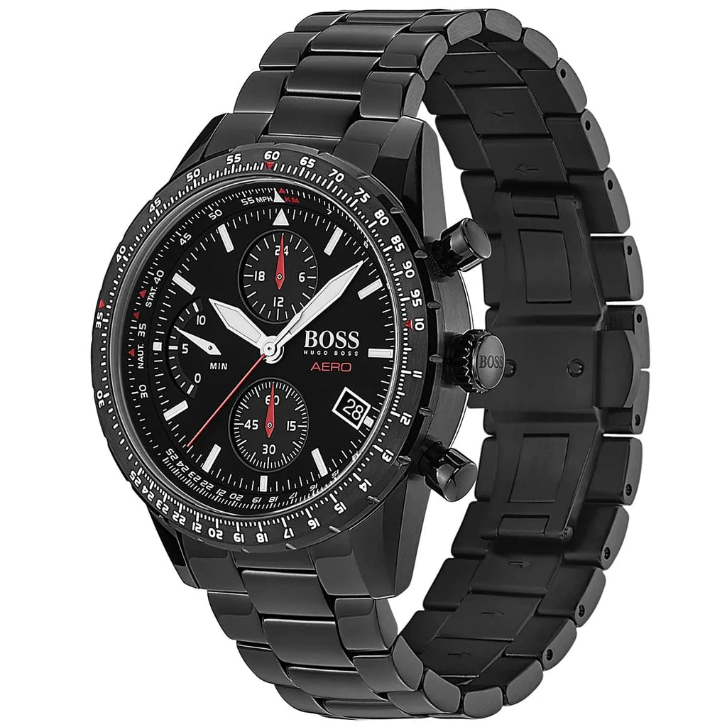 Hugo Boss Aero 1513771 44mm Men’s Chronograph Watch – Black Dial & Stainless Steel Bracelet