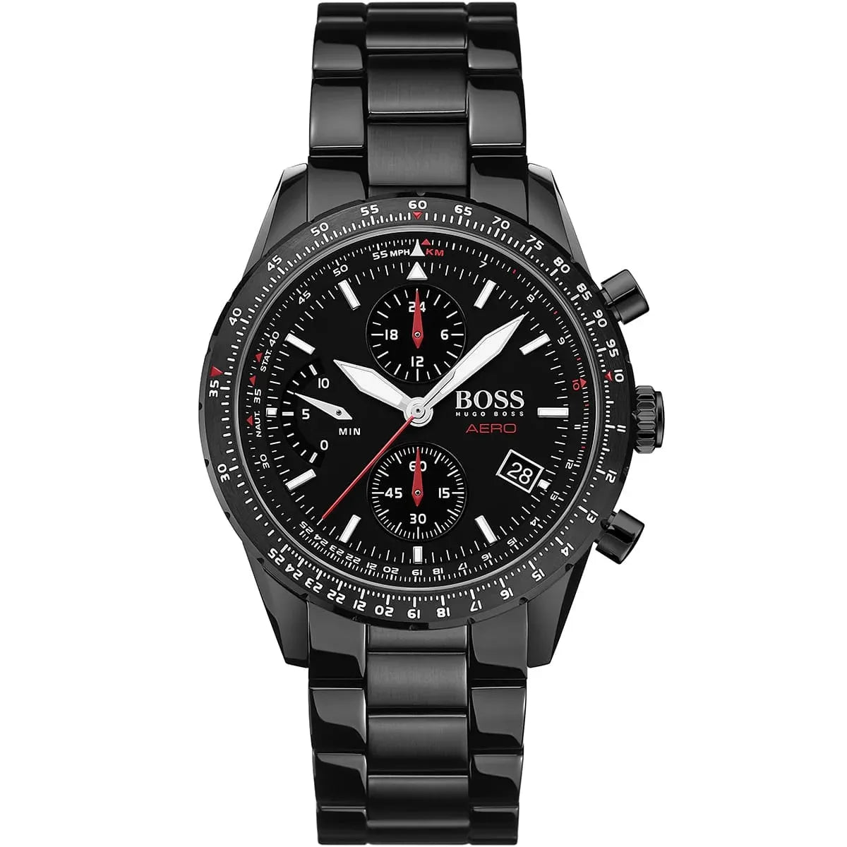 Hugo Boss Aero 1513771 44mm Men’s Chronograph Watch – Black Dial & Stainless Steel Bracelet