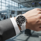 Hugo Boss Aeroliner 1512446 44mm Men’s Chronograph Watch – Black Dial & Stainless Steel Bracelet