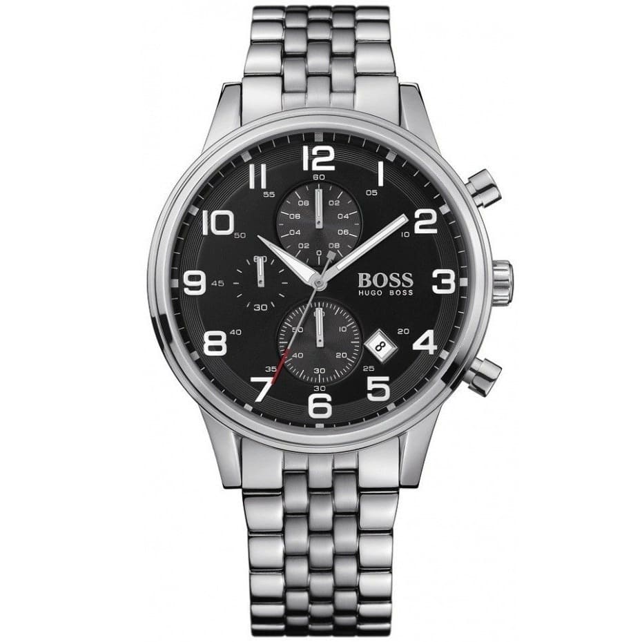 Hugo Boss Aeroliner 1512446 44mm Men’s Chronograph Watch – Black Dial & Stainless Steel Bracelet