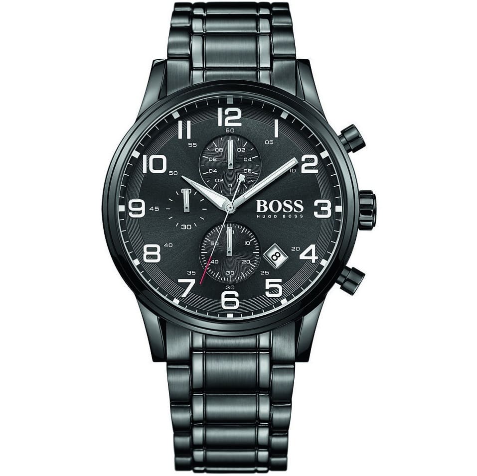 Hugo Boss Aeroliner 1513180 44mm Men’s Chronograph Watch – Black Dial & Stainless Steel Bracelet
