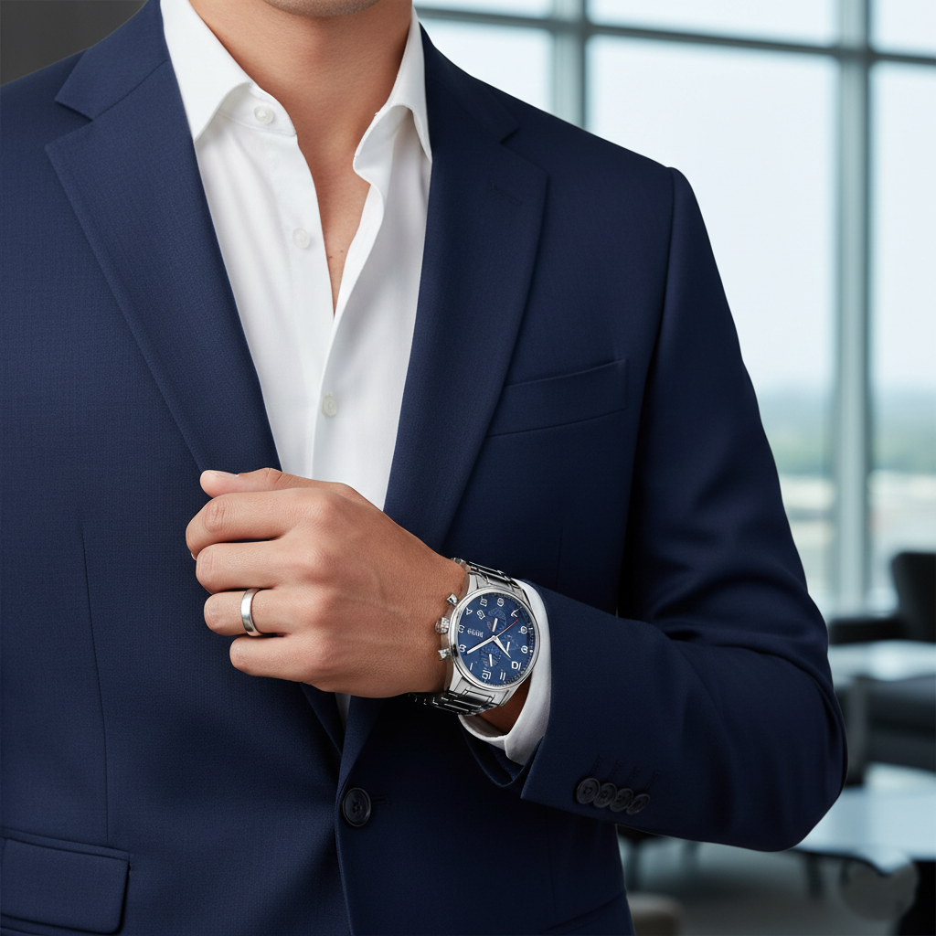 Hugo Boss Aeroliner 1513183 44mm Men’s Chronograph Watch – Blue Dial & Silver-tone Bracelet