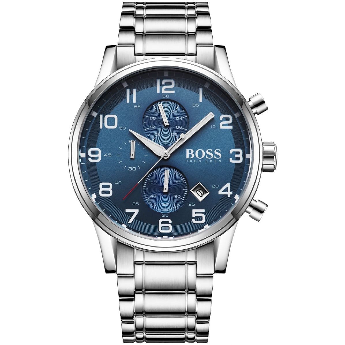 Hugo Boss Aeroliner 1513183 44mm Men’s Chronograph Watch – Blue Dial & Silver-tone Bracelet