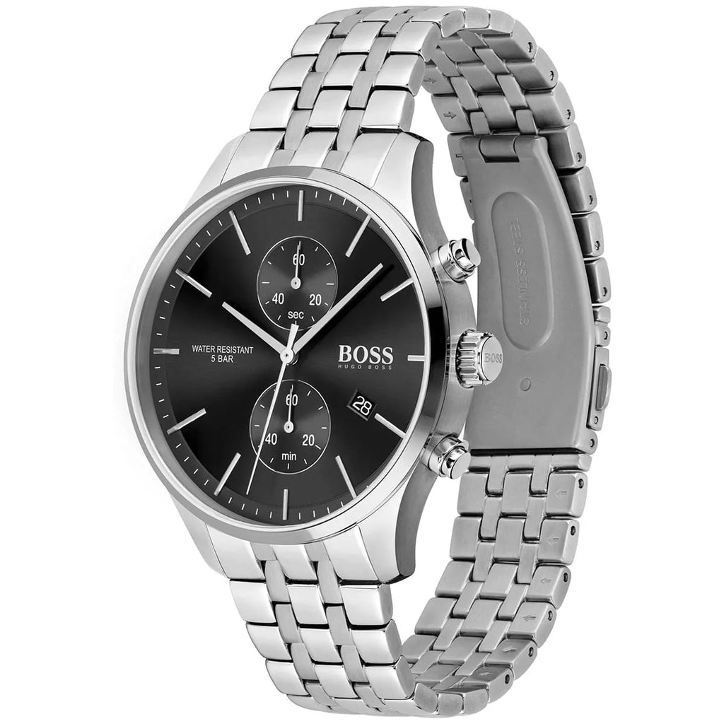 Hugo Boss Associate 1513869 42mm Men’s Chronograph Watch – Black Dial & Stainless Steel Bracelet