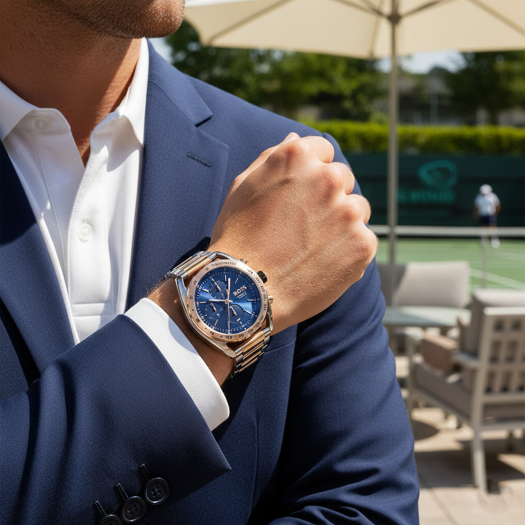 Hugo Boss Center Court 1514026 44mm Men’s Chronograph Watch – Blue Dial & Stainless Steel Bracelet