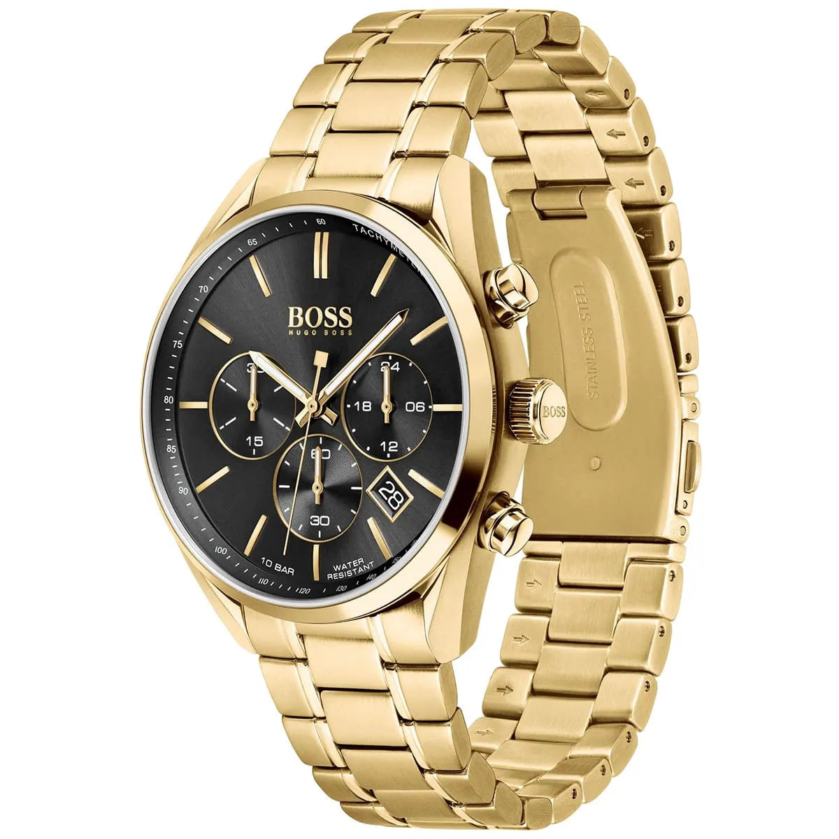 Hugo Boss Champion 1513848 44mm Men’s Chronograph Watch – Black Dial & Gold-tone Bracelet