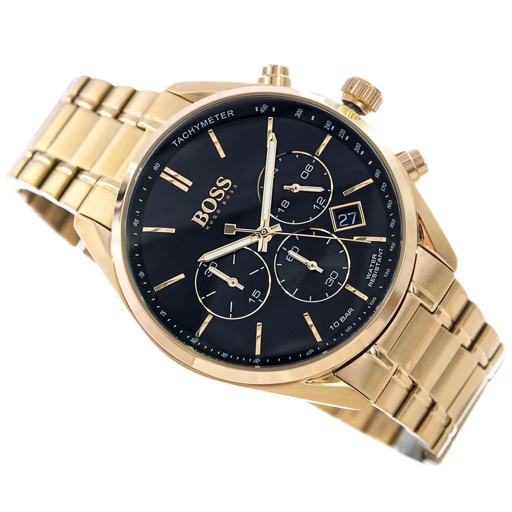 Hugo Boss Champion 1513848 44mm Men’s Chronograph Watch – Black Dial & Gold-tone Bracelet