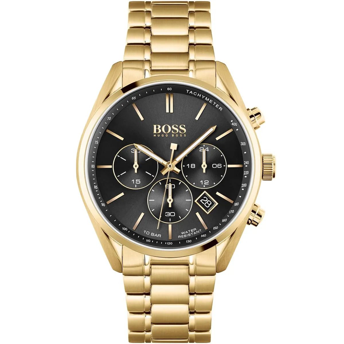 Hugo Boss Champion 1513848 44mm Men’s Chronograph Watch – Black Dial & Gold-tone Bracelet