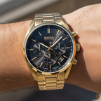 Hugo Boss Champion 1513848 44mm Men’s Chronograph Watch – Black Dial & Gold-tone Bracelet