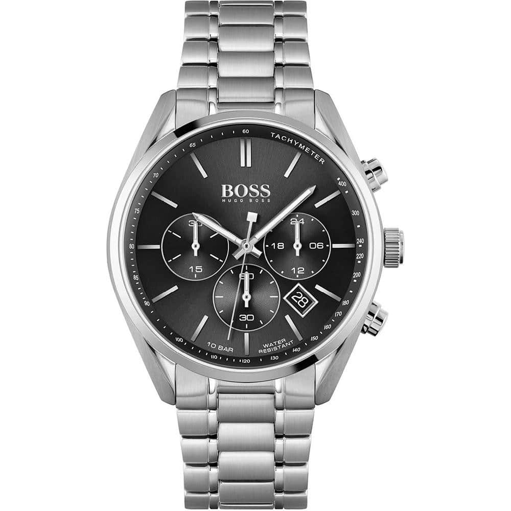 Hugo Boss Champion 1513871 44mm Men’s Chronograph Watch – Black Dial & Silver-tone Bracelet
