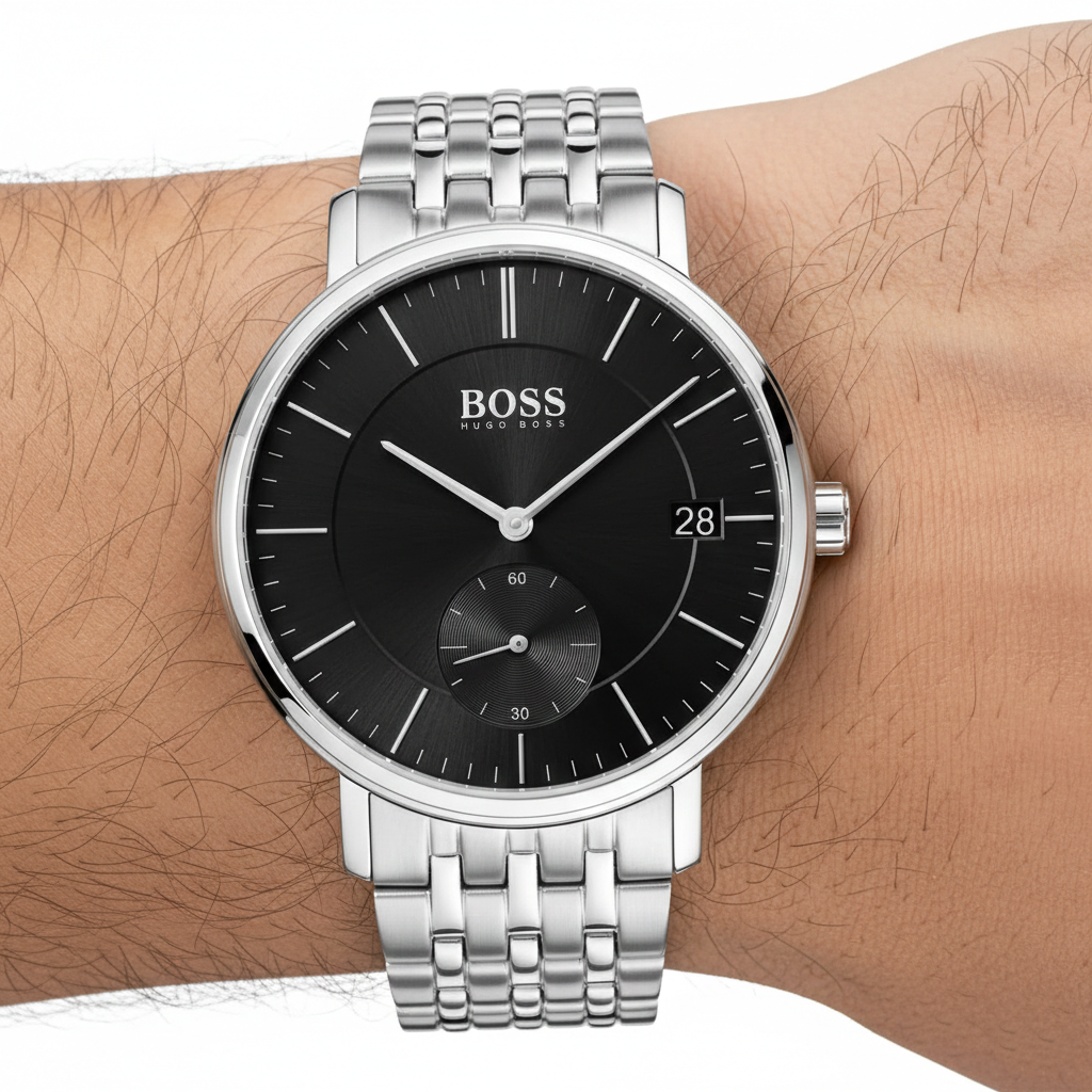 Hugo Boss Corporal 1513641 40mm Men’s Quartz Watch – Black Dial & Stainless Steel Bracelet