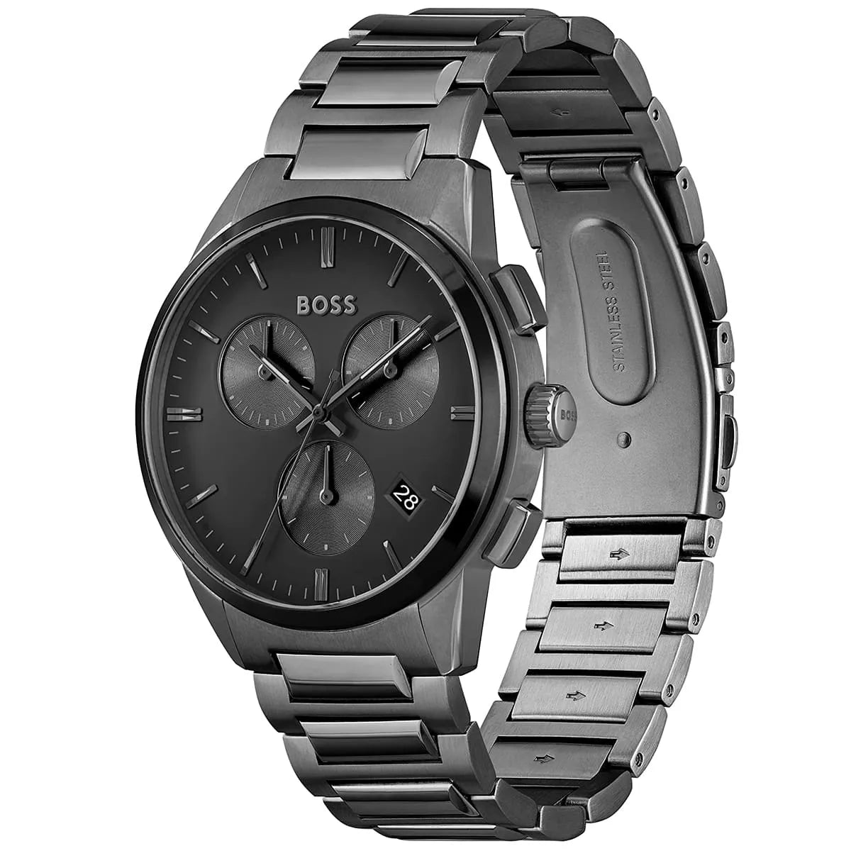 Hugo Boss Dapper 1513929 43mm Men’s Chronograph Watch – Black Dial & Stainless Steel Bracelet