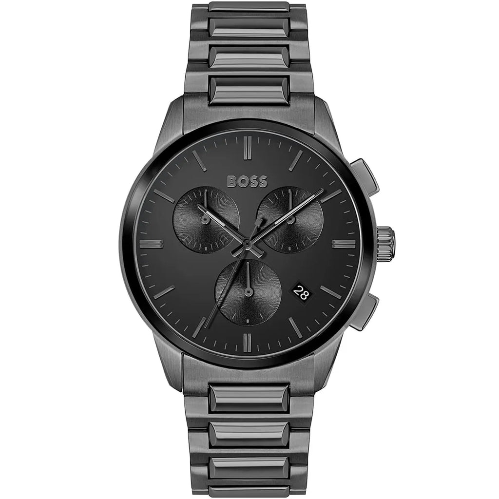 Hugo Boss Dapper 1513929 43mm Men’s Chronograph Watch – Black Dial & Stainless Steel Bracelet