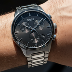 Hugo Boss Dapper 1513929 43mm Men’s Chronograph Watch – Black Dial & Stainless Steel Bracelet
