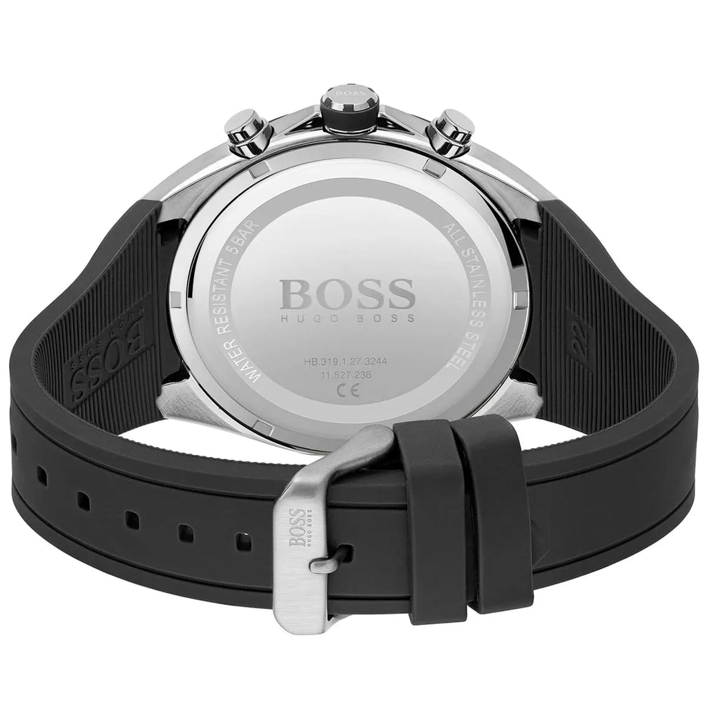 Hugo Boss Distinct 1513855 46mm Men’s Chronograph Watch – Black Honeycomb-Textured Dial & Black Silicone Strap