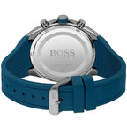 Hugo Boss Distinct 1513856 46mm Men’s Chronograph Watch – Dark Grey Honeycomb-Textured Dial & Blue Silicone Strap