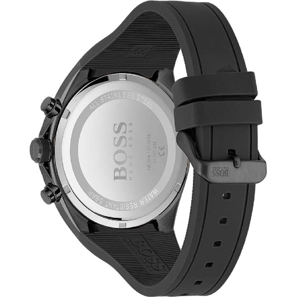 Hugo Boss Distinct 1513859 46mm Men’s Chronograph Watch – Black Dial & Black Silicone Strap