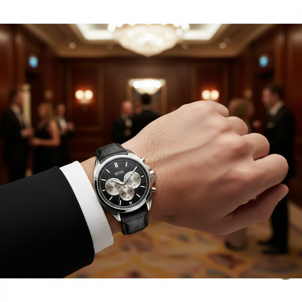 Hugo Boss Driver 1512879 44mm Men’s Chronograph Watch – Black Dial & Black Leather Strap