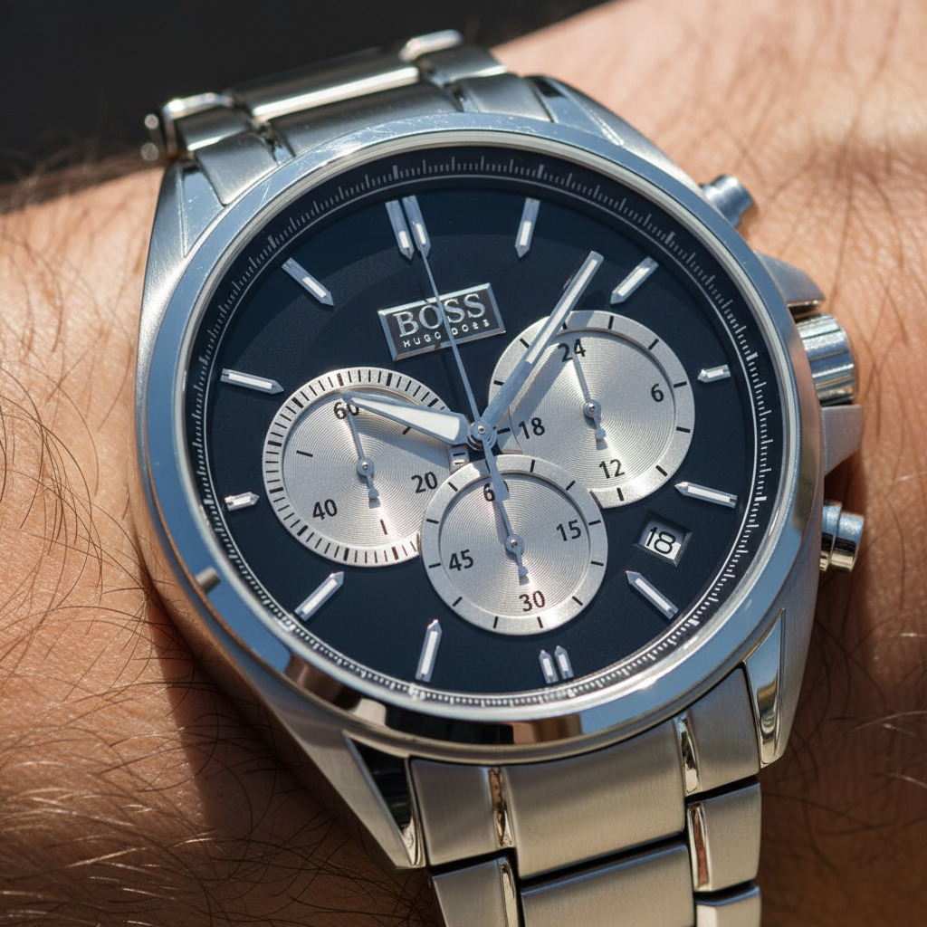 Hugo Boss Driver 1512883 44mm Men’s Chronograph Watch – Black Dial & Silver-tone Bracelet