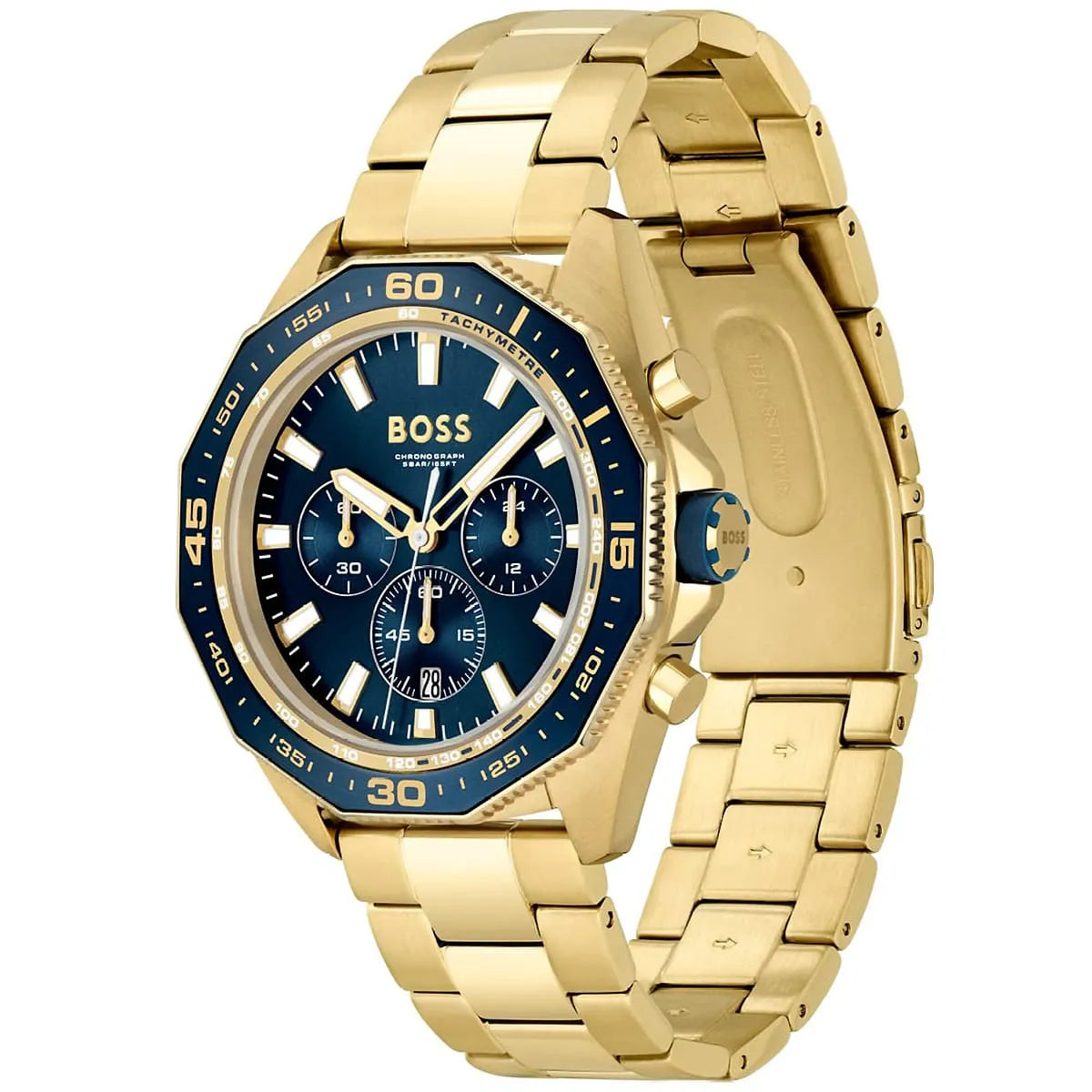 Hugo Boss Energy 1513973 44mm Men’s Chronograph Watch – Blue Dial & Gold-tone Link Bracelet