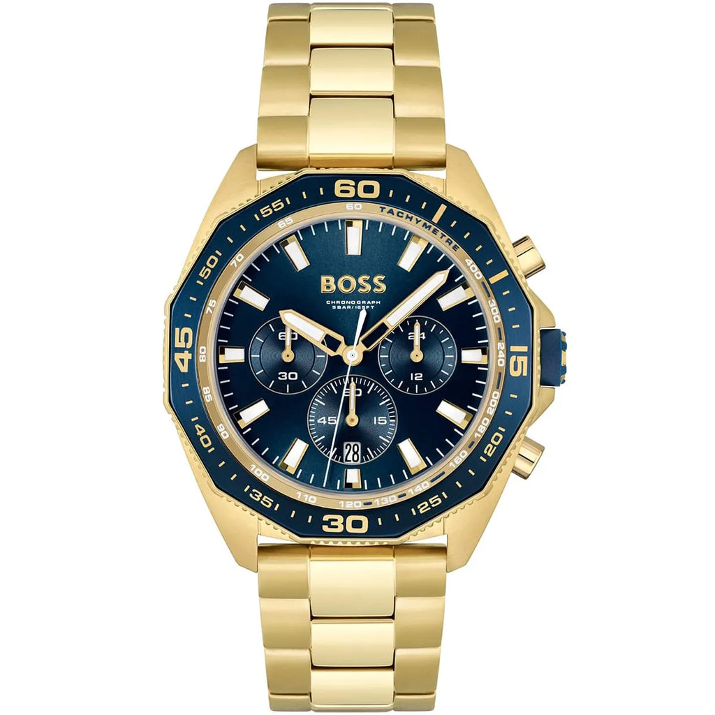Hugo Boss Energy 1513973 44mm Men’s Chronograph Watch – Blue Dial & Gold-tone Link Bracelet