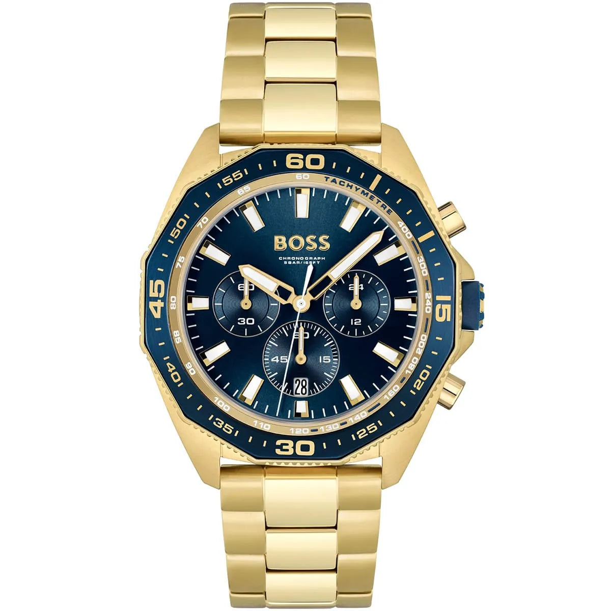 Hugo Boss Energy 1513973 44mm Men’s Chronograph Watch – Blue Dial & Gold-tone Link Bracelet
