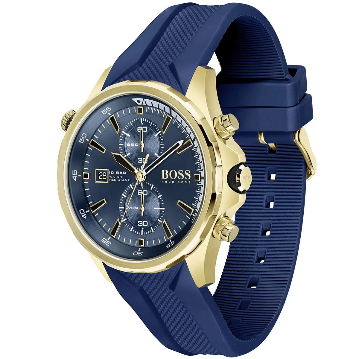 Hugo Boss Globetrotter 1513822 46mm Men’s Chronograph Watch – Blue Dial & Blue Silicone Strap