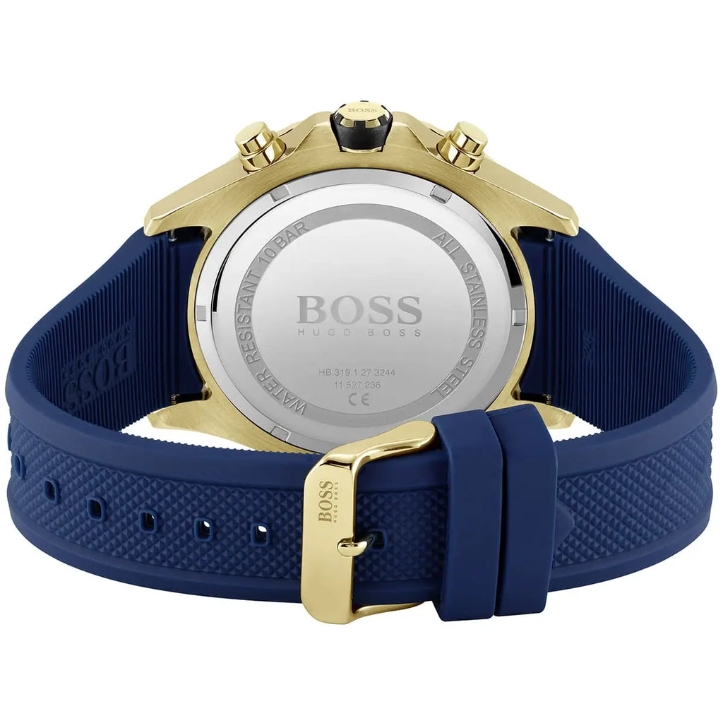 Hugo Boss Globetrotter 1513822 46mm Men’s Chronograph Watch – Blue Dial & Blue Silicone Strap