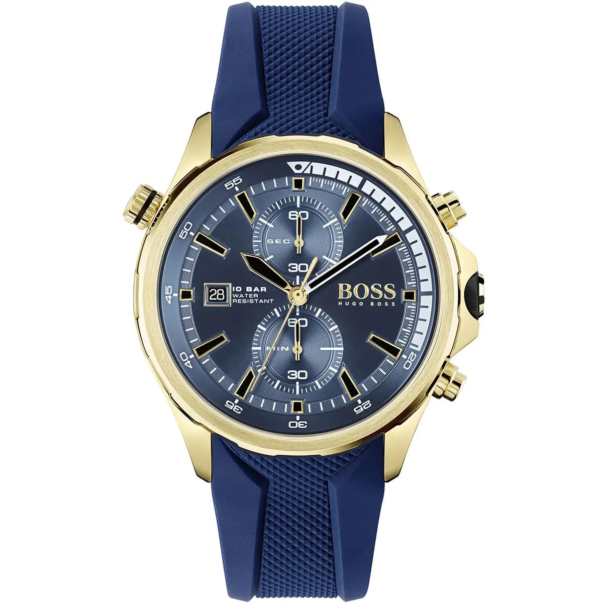 Hugo Boss Globetrotter 1513822 46mm Men’s Chronograph Watch – Blue Dial & Blue Silicone Strap