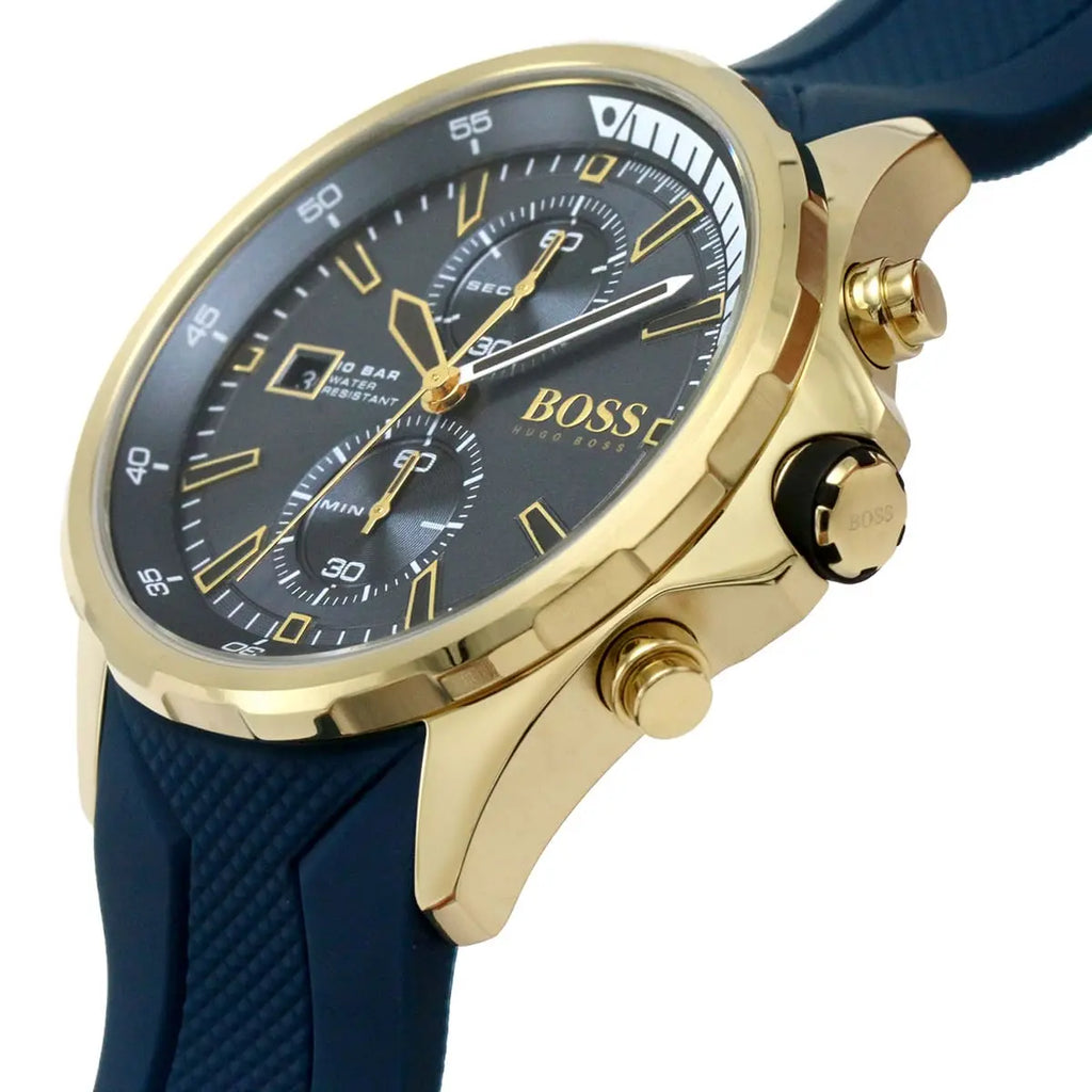 Hugo Boss Globetrotter 1513822 46mm Men’s Chronograph Watch – Blue Dial & Blue Silicone Strap