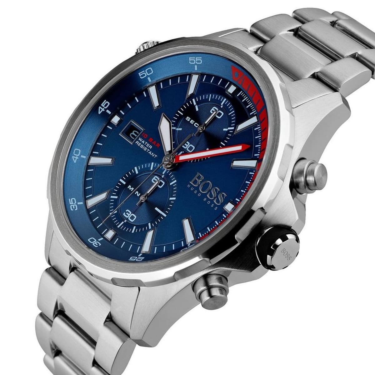 Hugo Boss Globetrotter 1513823 46mm Men’s Chronograph Watch – Blue Dial & Stainless Steel Bracelet